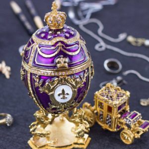 royal purple Faberge egg set replica