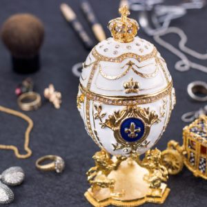 white royal Faberge egg set replica