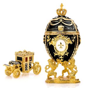 bueautiful black faberge trinket box egg set for jewelry