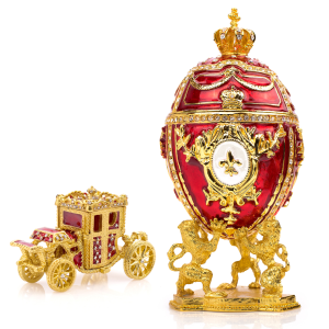 red Fabergé egg carriage replica jewelry box